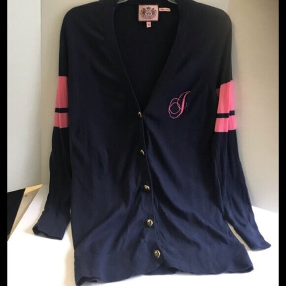 JUICY COUTURE Y2K Cotton Cardigan Knit Sweater Top Tunic Logo Preppy Varsity - Picture 4 of 13